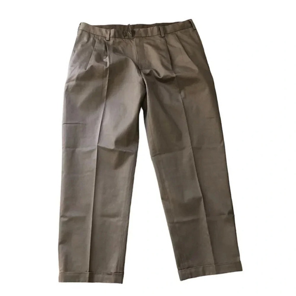 Jos A Bank Traveler Dark Khaki Pleated Dress Pants Size 40x30 GUC - Picture 1 of 8